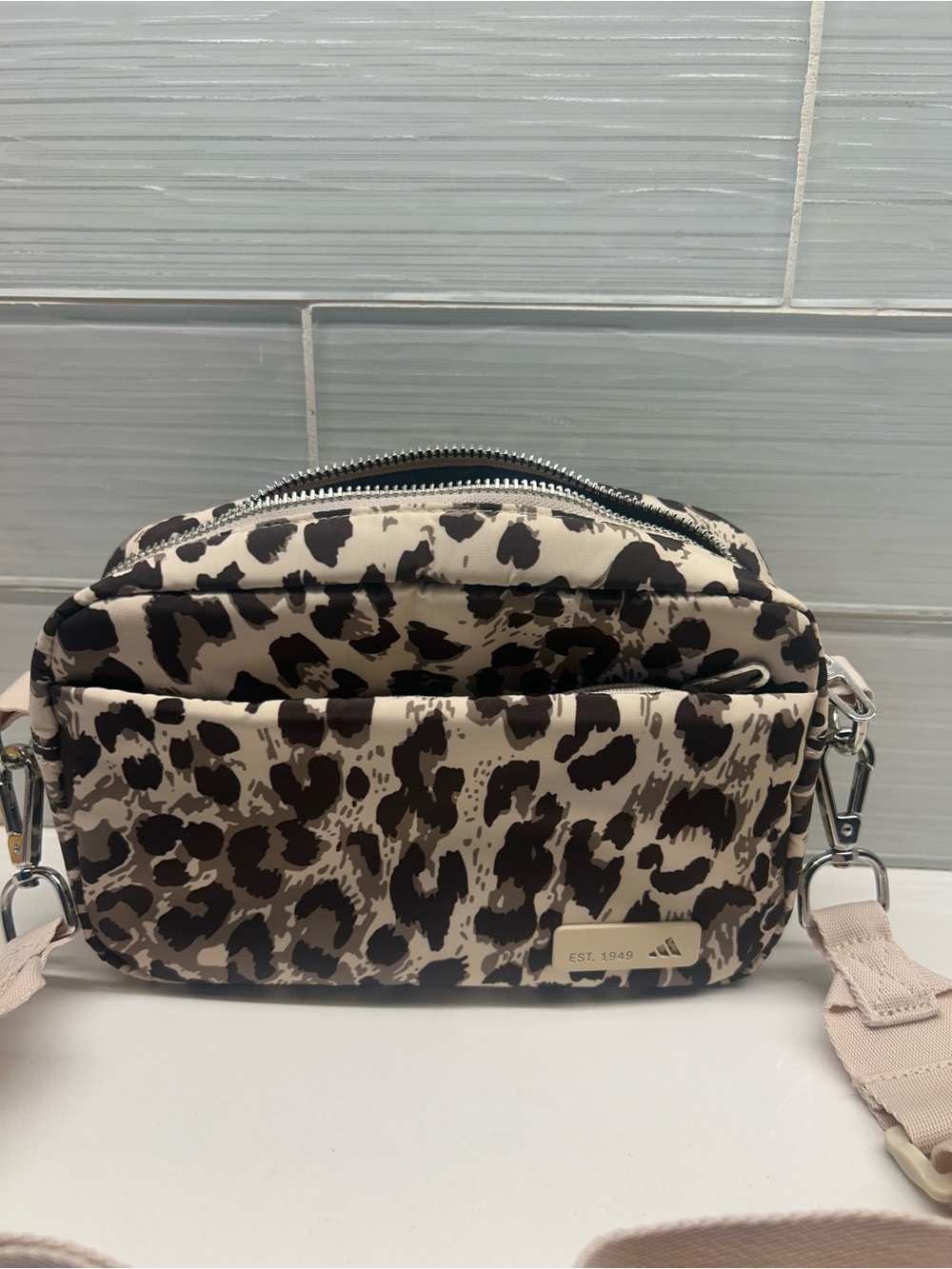 adidas Leopard Print Crossbody Bag in Beige and Black